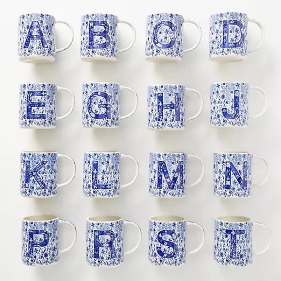 NWT Anthropologie Blue Folksong Monogram Mug Letter I - Picture 2 of 5